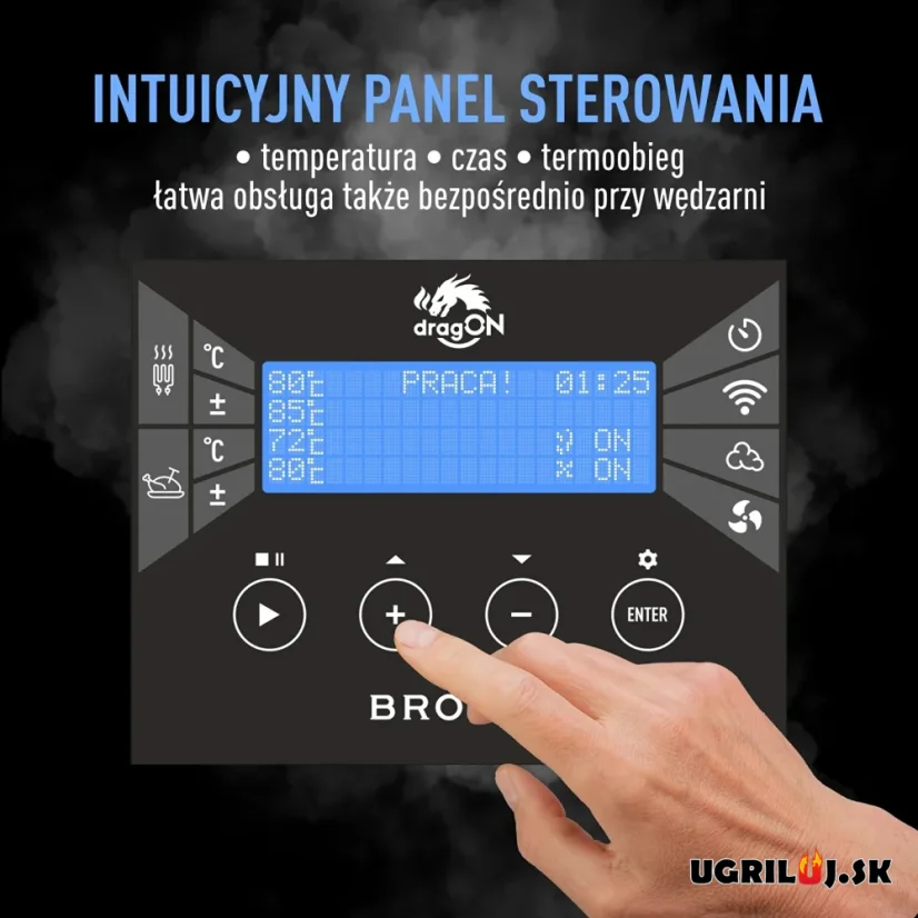 Sada pre vlastnú udiaren Browin dragON, (Ohrievač s cirkuláciou, Digitálny kontrolér s Wi-Fi), 1500W