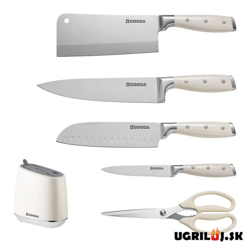 Sada kuchynských nožov so stojanom white egg, nerez, 6ks