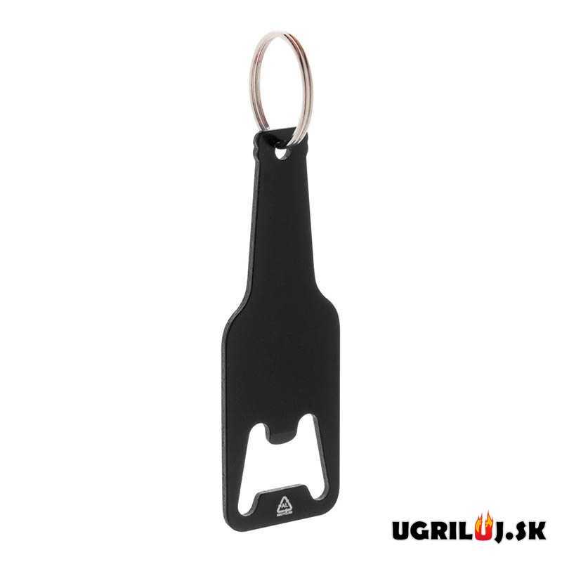Otvárač na fľaše, v tvare pivovej fľašky, čierna