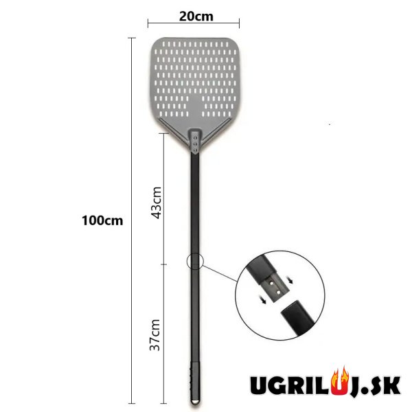 Pizza lopatka teleskopická, perforovaná, 100cm