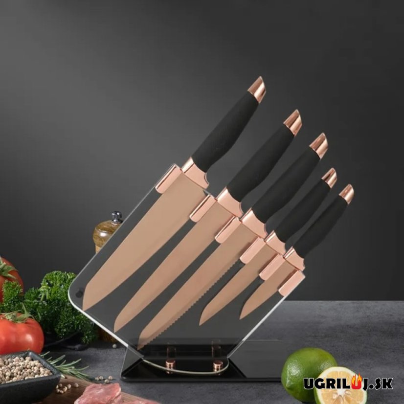 Sada kuchynských nožov, ROSE GOLD, nerez, 6ks