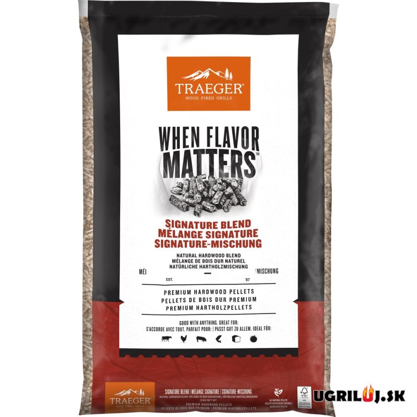 Drevené pelety Traeger - Signature blend (Univerzálna zmes), 9kg Drevené pelety Traeger - Signature blend (Univerzálna zmes), 9kg