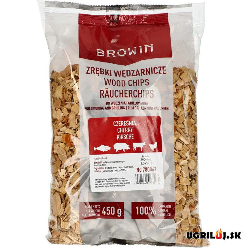 Štiepka do grilu a pre udiarne Browin - Čerešňa, 450g (8-12mm)