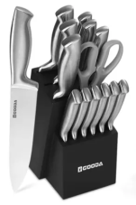 Sada kuchynských nožov so stojanom, celo-nerez, 14ks