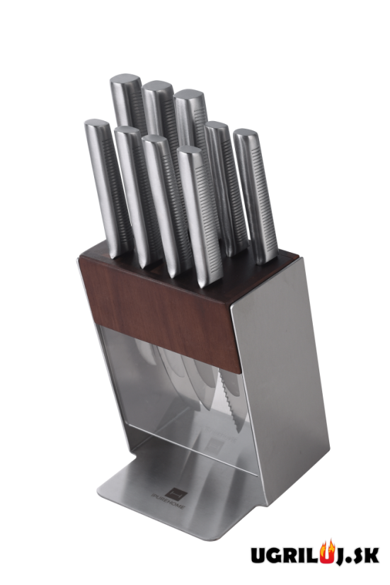 Sada kuchynských nožov so stojanom, nerez, 10ks