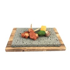 Grilovací kameň na grilovanie s bambusovou doskou, 21x15x2.5cm